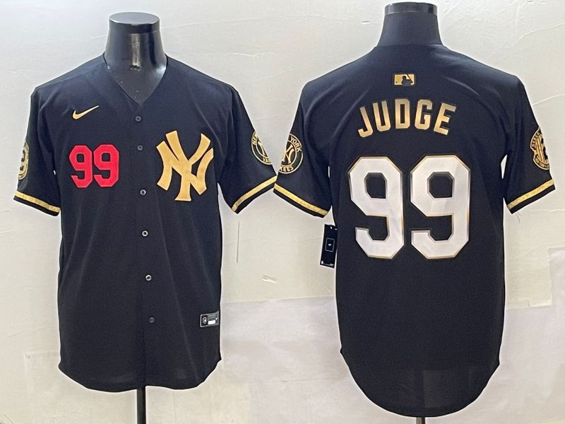Men New York Yankees #99 Judge Black Gold Five generations Nike 2025 MLB Jersey style 5->new york yankees->MLB Jersey